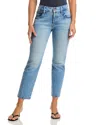 Mother Lil High Rise Hiker Hover Jeans In Fight For Your Right In Blue