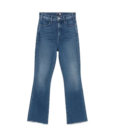 Mother Lil Hustler Flood Fray Jeans In Blue