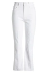 Mother Lil Hustler Frayed Ankle Bootcut Jeans In White