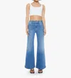 Mother Petites The Lil Hustler Roller Patch Pocket Sneak Piece By Piece Jeans In Blue