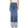 Mother Lil' Hustler Roller Sneak Cuff High Waist Wide Leg Jeans In Blue