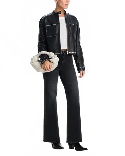 Mother The Outsider Flood Cropped Mid-rise Bootcut Jeans In Black