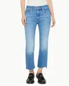 Mother Lil Insider Crop Step Fray Jeans In Out Of The Blue In Blue