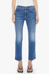 Mother The Outsider Mid Rise Ankle Fray Jeans In Uncharted Waters In Blue