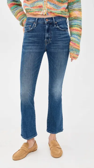 Mother The Insider Cropped High-rise Flared Jeans In Blue