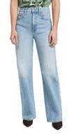 Mother The Lasso High Rise Wide Leg Jeans In Left In Th In Ivy League Cowboy