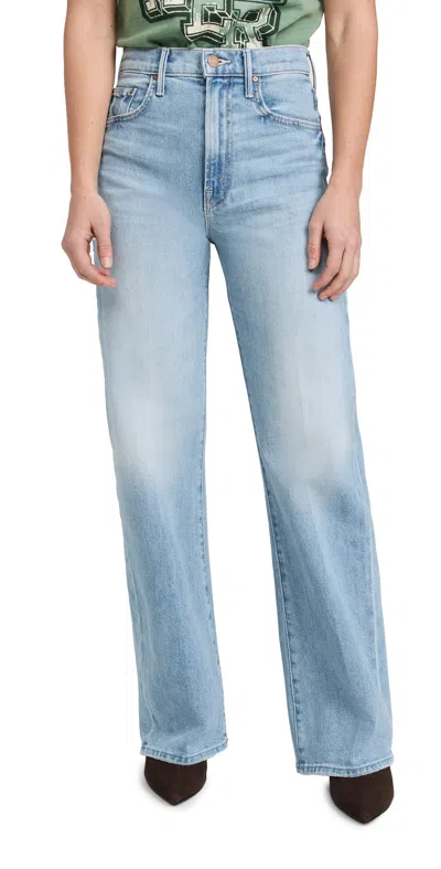 Mother The Lasso High Rise Wide Leg Jeans In Left In Th In Ivy League Cowboy