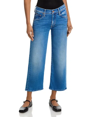 Mother Lil Mid Rise Rambler Zip Cropped Jeans In Piece By Piece In Blue