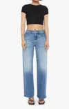 Mother Petites The Lil Mid Rise Tunnel Vision Sneak I'm A Winner Jeans In Blue