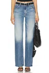 Mother Lil Mid Rise Tunnel Vision Sneak Jeans In Im A Winner In Blue