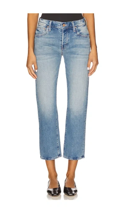 Mother Lil' Petite Mid Rise Hiker Hover Jeans In Blue