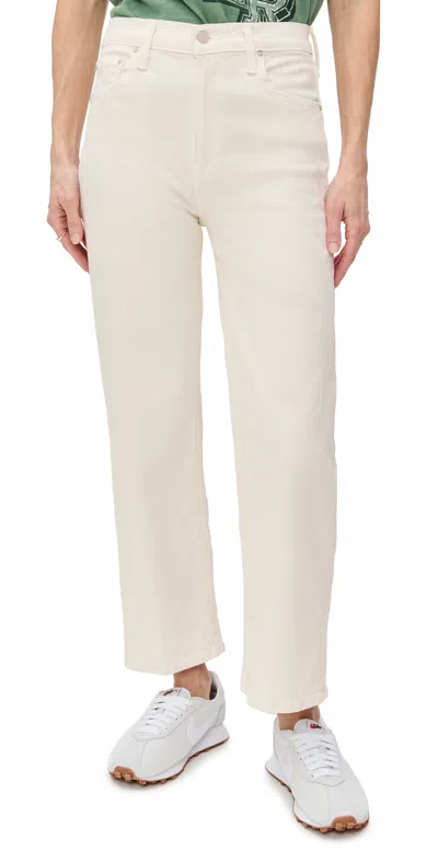 Mother Petite Lil Rambler Zip Ankle Jeans Cream Puffs In White