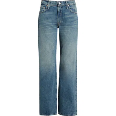 Mother Jeans The Rerun Zip Sneak With Belt Loops And Logo Embroidery On The Back In Blue Denim For Women