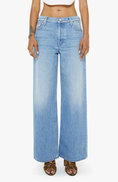 Mother Lil Rerun Zip Sneak High Waist Wide Leg Jeans In Blue
