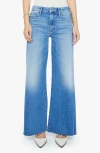 Mother Lil' Roller Frayed Wide Leg Jeans In Blue