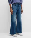 Mother 'the Undercover Sneak' Blue Jeans With Palazzo Style And Logo Patch On The Rear In Sixth Sense