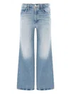 Mother Wide-leg Jeans With Faded Wash And Contrast Stitching In Blue