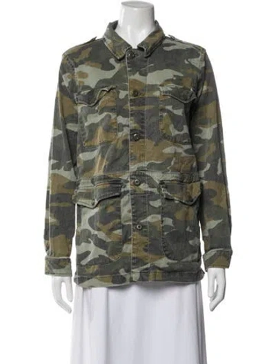 Pre-owned Mother Linen Printed Utility Jacket In Green