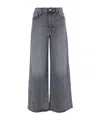 Mother Logo Patch Wide Leg Jeans In Gray