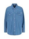 Mother The Western Distressed Denim Overshirt In Blue