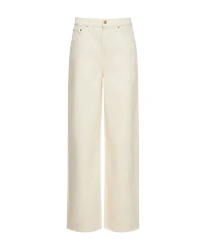 Mother Logo Straight Jeans In Neutral