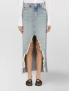Mother The Ditcher Maxi Super Frayed Skirt In Blue