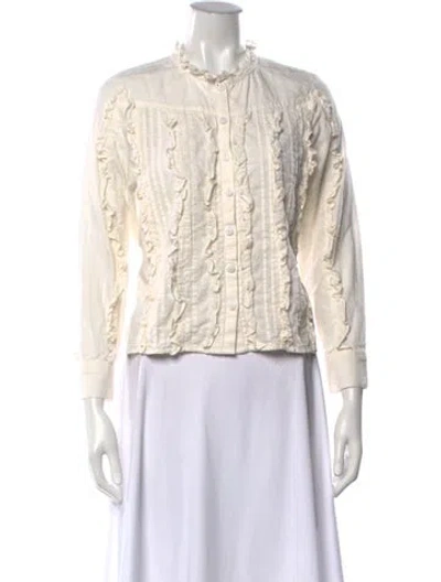 Pre-owned Mother Long Sleeve Blouse In Neutrals