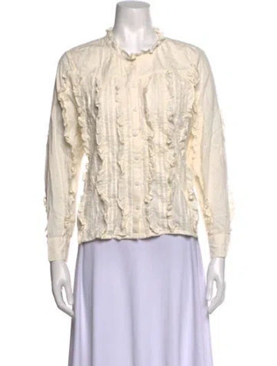 Pre-owned Mother Long Sleeve Blouse In Neutrals