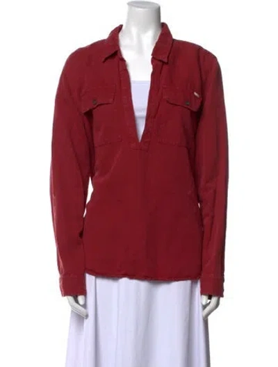 Pre-owned Mother Long Sleeve Blouse In Red