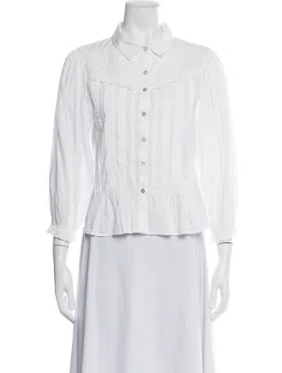Pre-owned Mother Long Sleeve Blouse In White