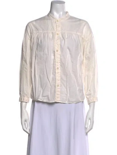 Pre-owned Mother Long Sleeve Blouse In White