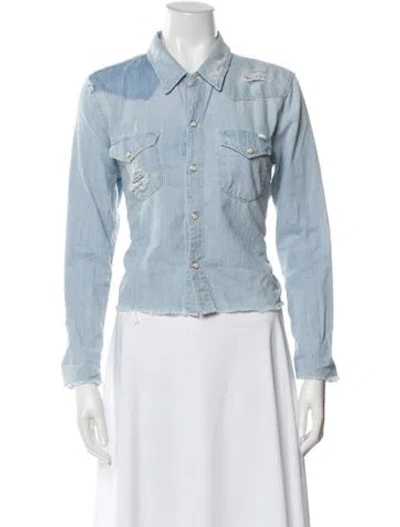 Pre-owned Mother Long Sleeve Button-up Top In Blue