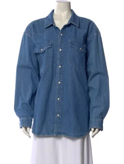 Pre-owned Mother Long Sleeve Button-up Top In Blue
