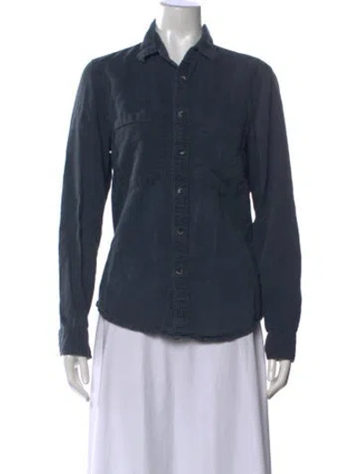 Pre-owned Mother Long Sleeve Button-up Top In Blue