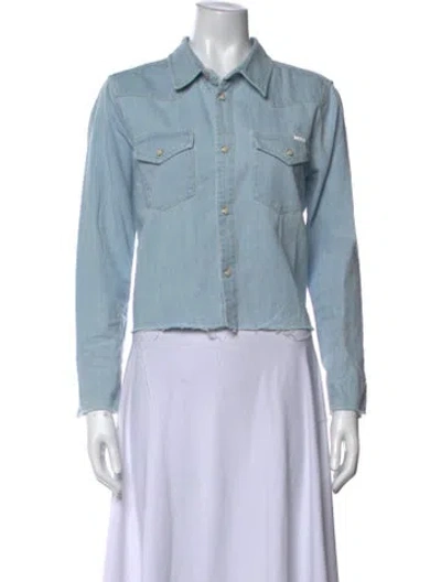 Pre-owned Mother Long Sleeve Button-up Top In Blue