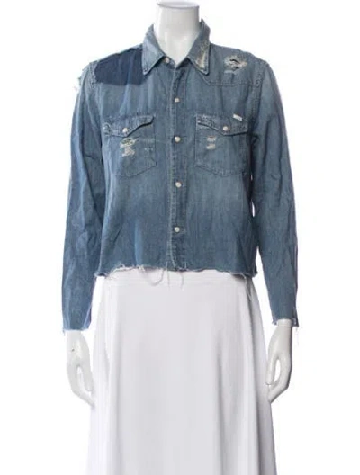 Pre-owned Mother Long Sleeve Button-up Top In Blue