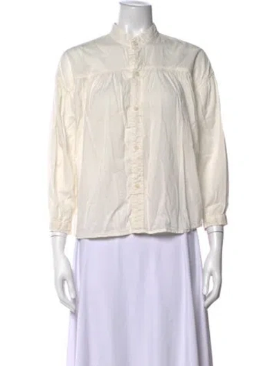 Pre-owned Mother Long Sleeve Button-up Top In White