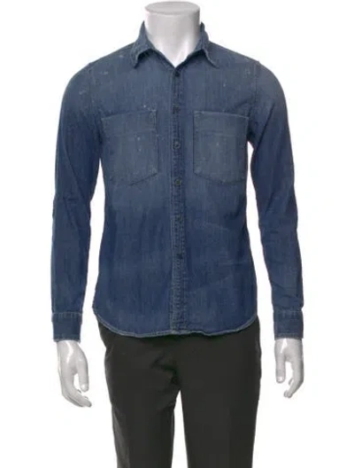Pre-owned Mother Long Sleeve Denim Shirt In Blue
