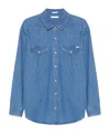 Mother Long-sleeved Denim Shirt In Blue