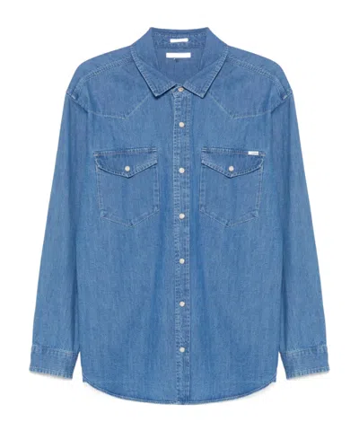 Mother Long-sleeved Denim Shirt In Blue