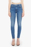 Mother Looker High Waist Skinny Jeans In Blue