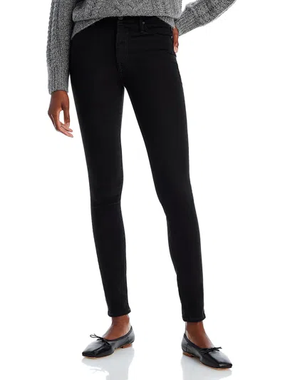 Mother Looker Kimper Womens Denim High Waisted Skinny Jeans In Black