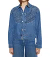 Mother Loop De Loop Rags To Riches Denim Jacket In Medium Blue In Blue