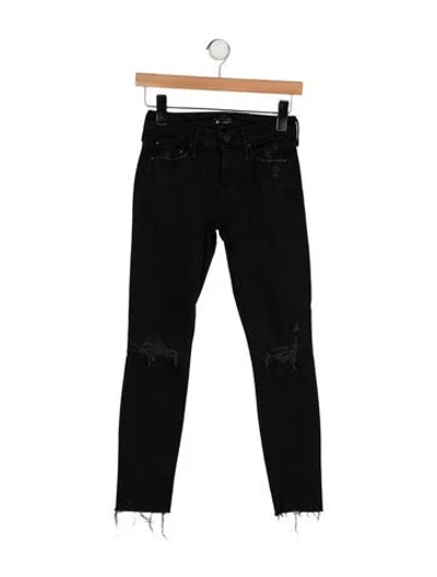 Pre-owned Mother Low-rise Skinny Leg Jeans In Black