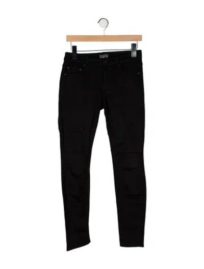 Pre-owned Mother Low-rise Skinny Leg Jeans In Black
