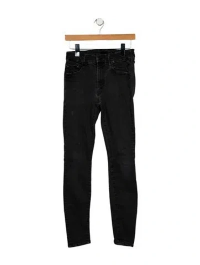 Pre-owned Mother Low-rise Skinny Leg Jeans In Black
