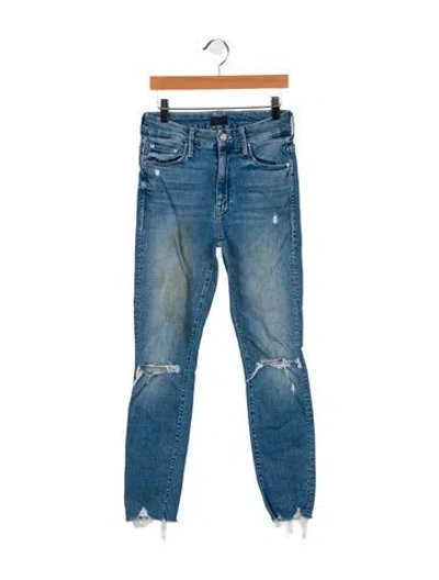 Pre-owned Mother Low-rise Skinny Leg Jeans In Blue