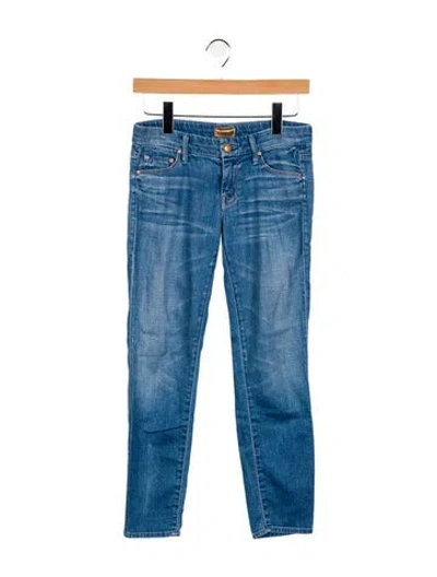 Pre-owned Mother Low-rise Skinny Leg Jeans In Blue