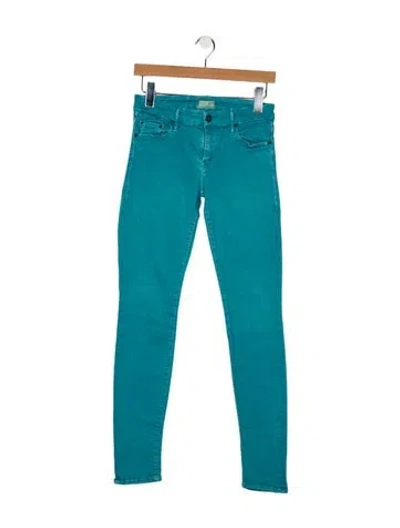 Pre-owned Mother Low-rise Skinny Leg Jeans In Green