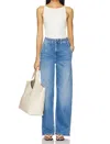 Mother Major Prep Zip Sneak Jeans In Ready Set Go In Blue
